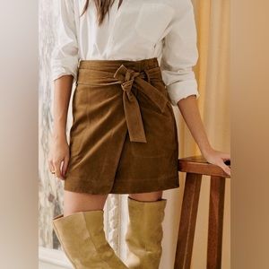 SEZANE Leandra Taupe Goat Leather Skirt